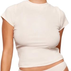 SKIMS Pointelle T-shirt in BONE in MEDIUM